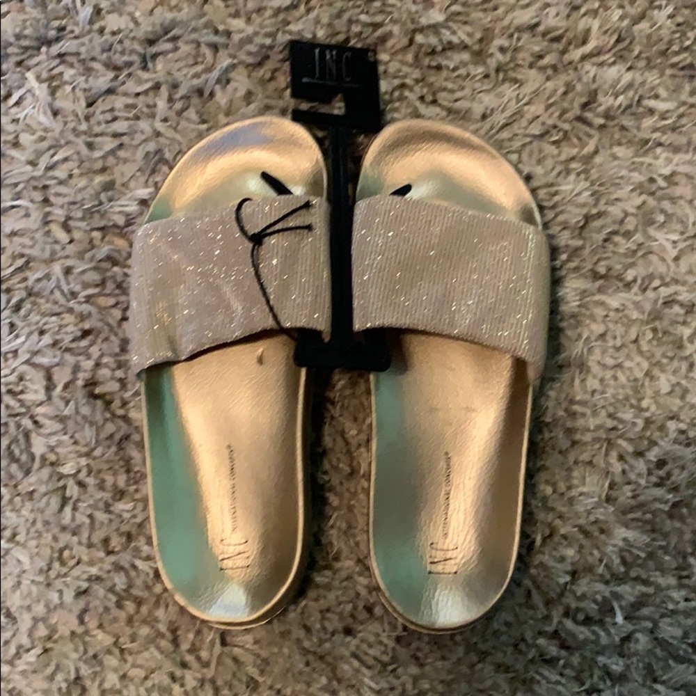 INC NWT gold glitter sandals s 5/6, 7/8, 11/12